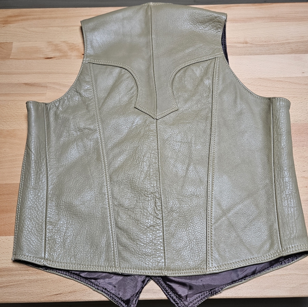 Vintage Western Leather Cowboy Vest Medium - Picture 2 of 9
